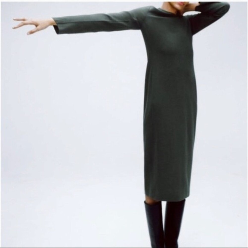 NWT Zara Limited Edition Wool Blend Midi Dress, Anthracite Grey